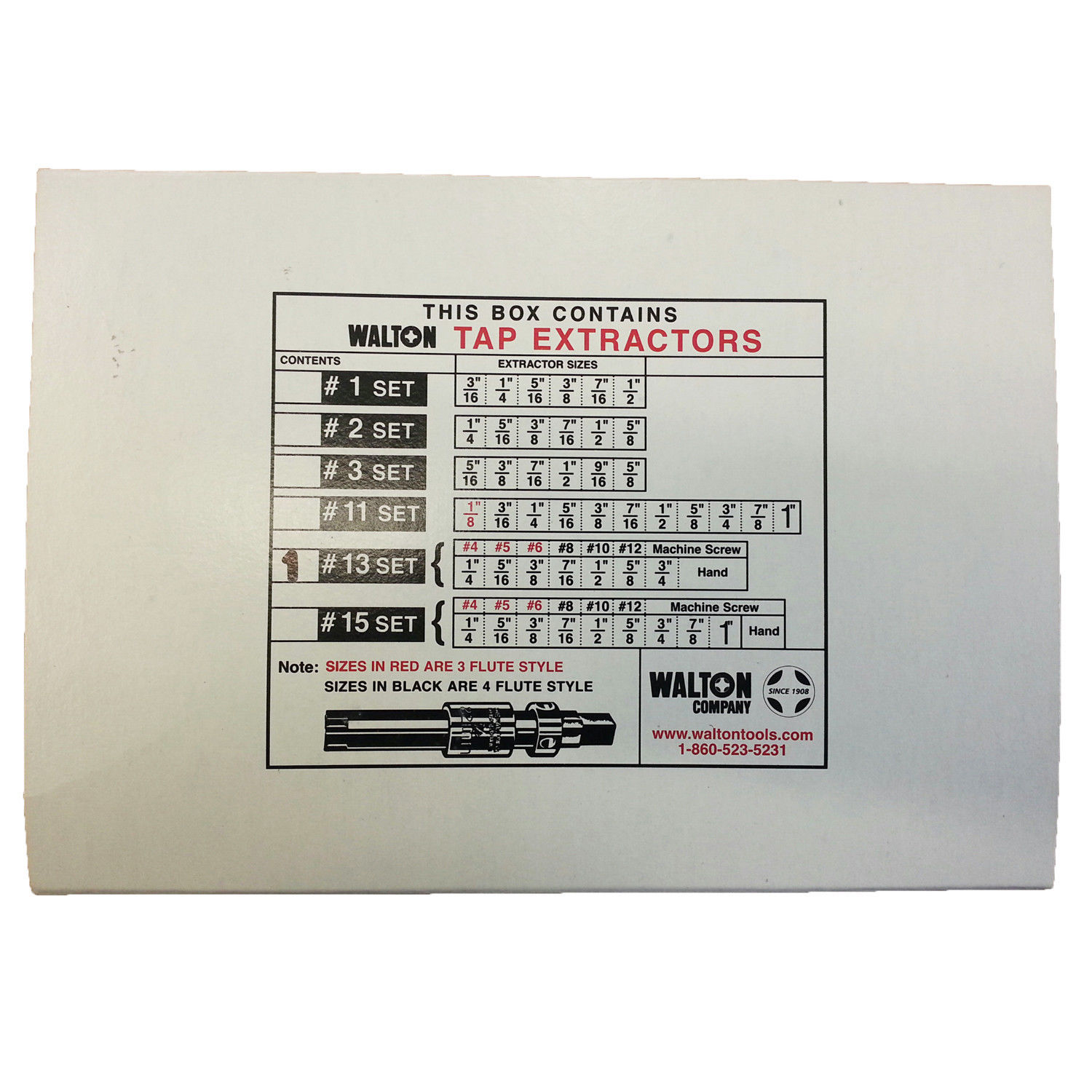 Walton 18013 13 Piece Multi Flute Tap Extractor Set Mechanics Tools